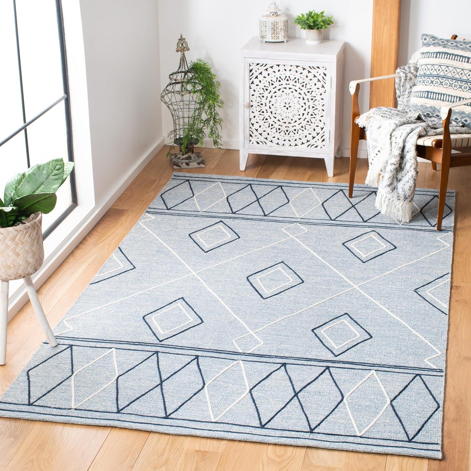 Striped Kilim STK510 Hand Woven Area Rug - Light Blue/Ivory - 6'x9' - Safavieh.