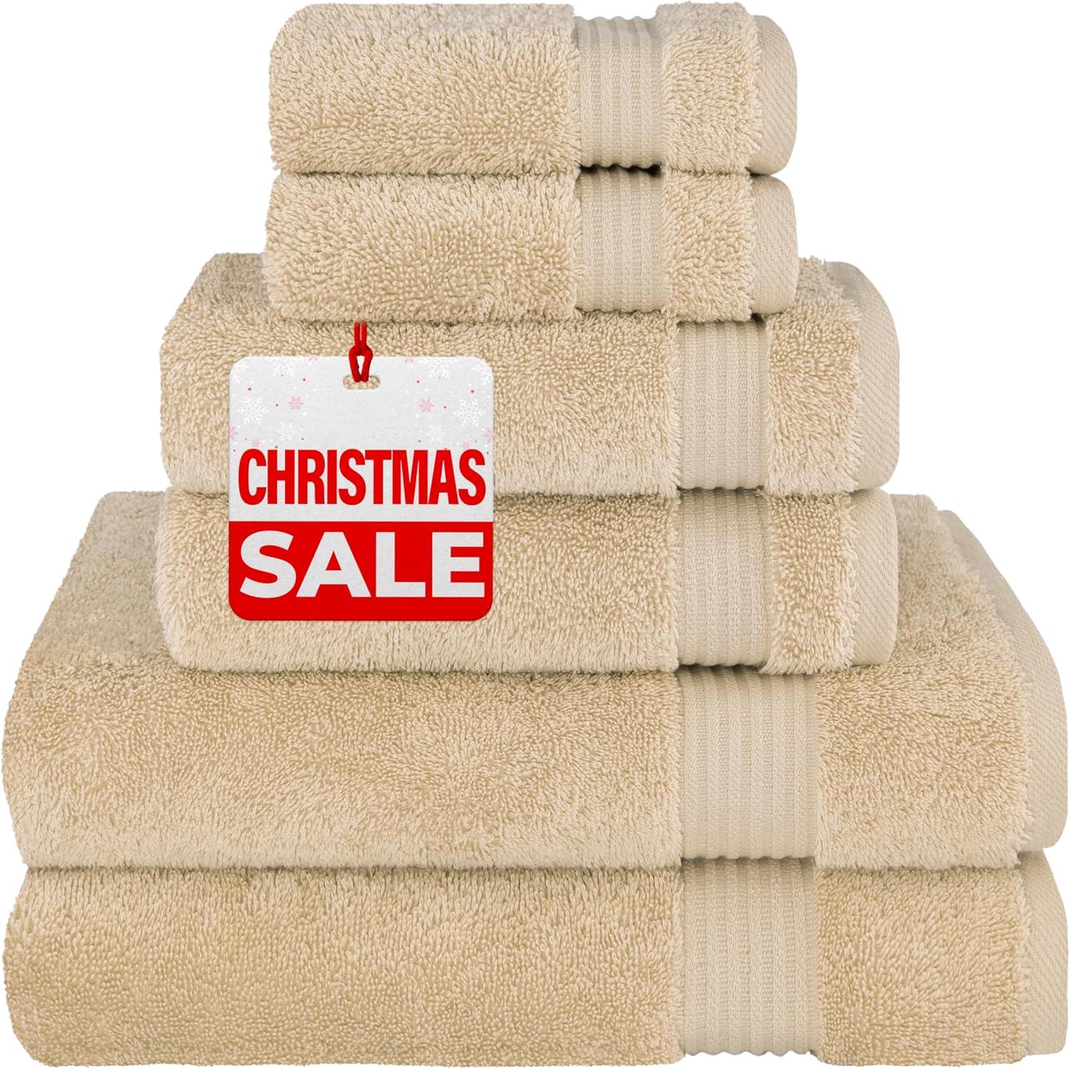 American Soft Linen Turkish Premium Quality 100% Cotton 6 Piece Towel Set, Soft Absorbent Quick Dry Bath Towels for Bathroom