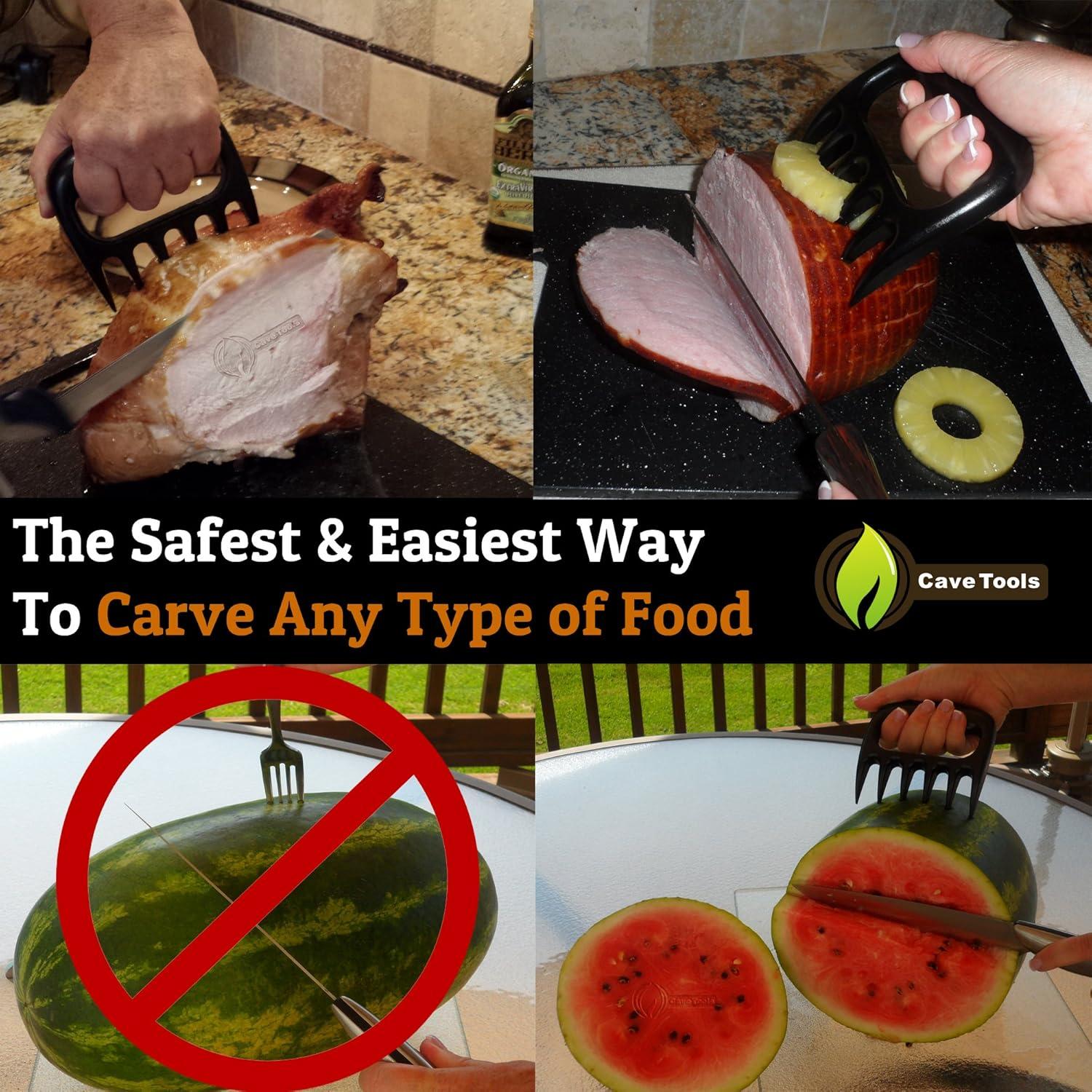 Cave Tools Meat Claws for Shredding Pulled Pork, Chicken, Turkey, and Beef- Handling & Carving Food - Barbecue Grill Accessories for Smoker, or Slow Cooker - Merlot