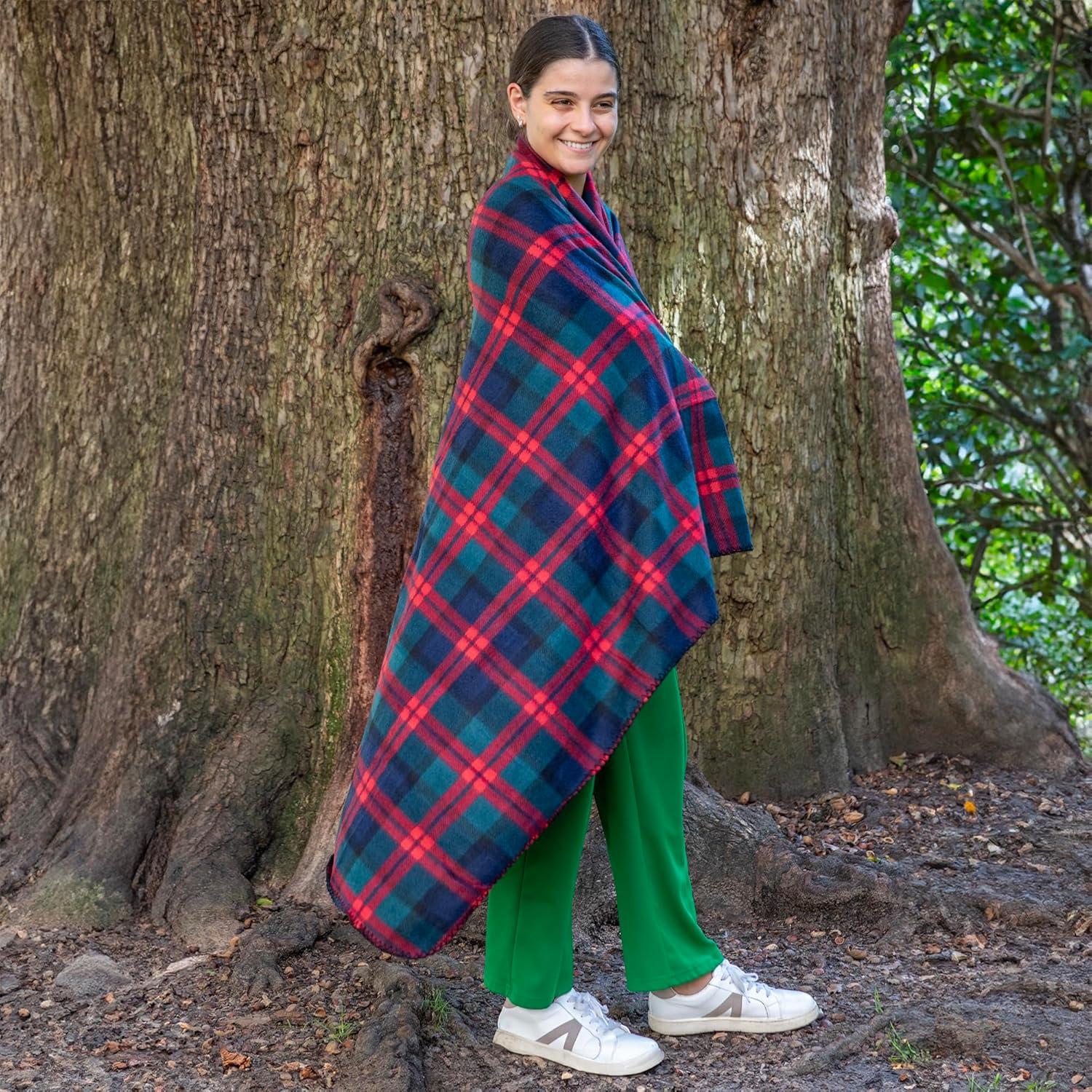 Red and Green Plaid Fleece Throw Blanket for Pets and Kids