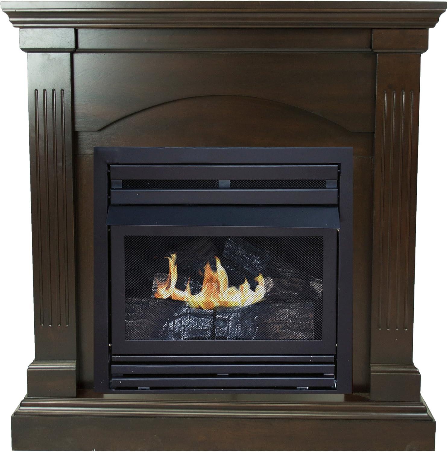 Pleasant Hearth 36 in. Natural Gas Compact Freestanding Tobacco Vent Free Fireplace 20,000 BTU