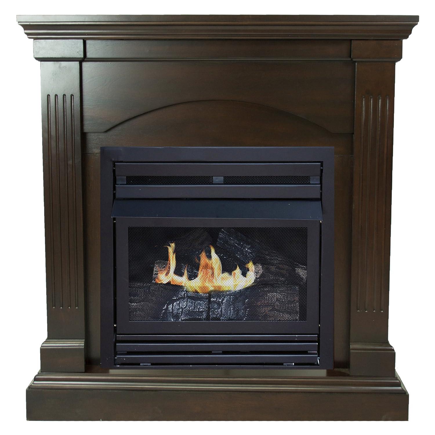 Pleasant Hearth 36 in. Natural Gas Compact Freestanding Tobacco Vent Free Fireplace 20,000 BTU