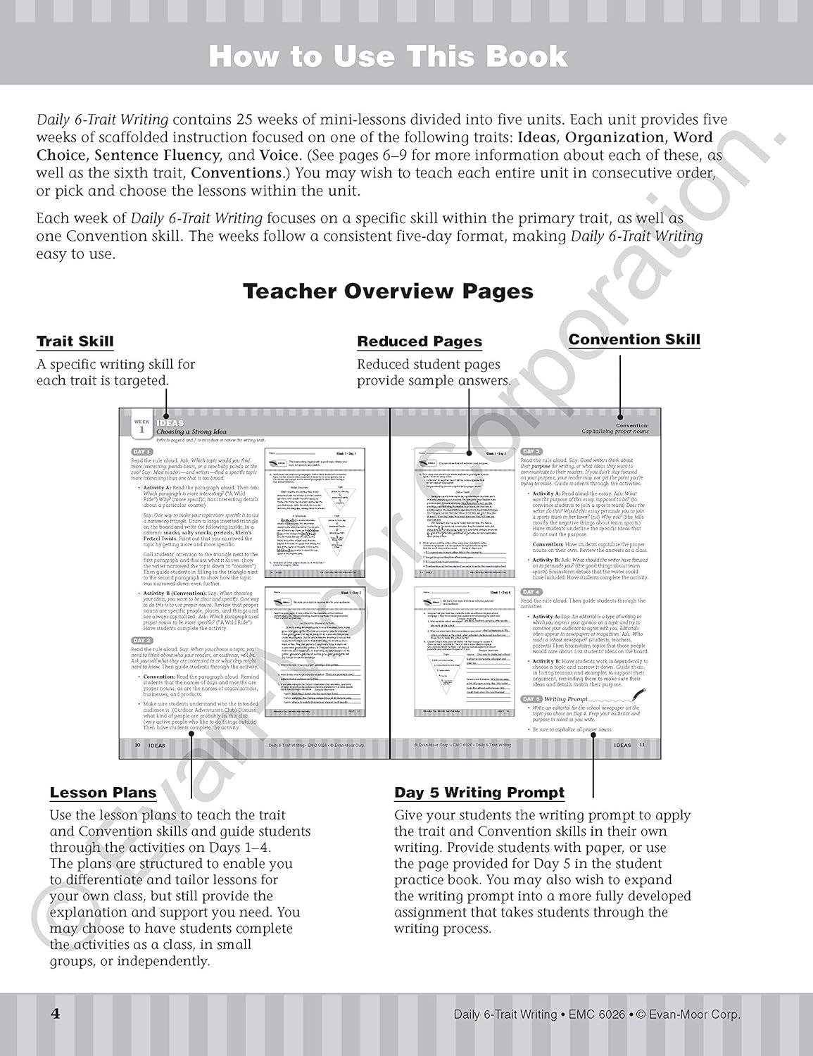 Evan-Moor Daily 6 Trait Writing Grade 6 Book