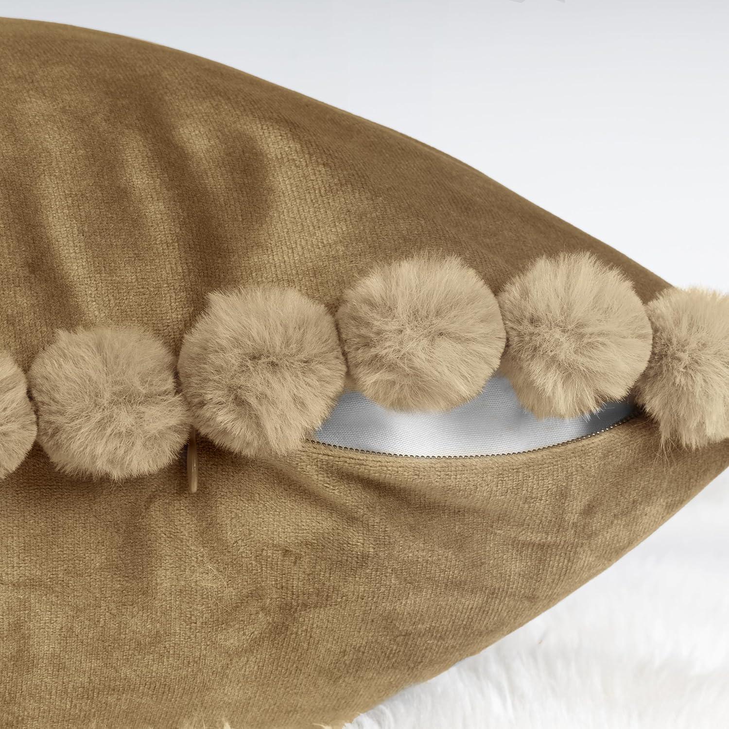 Deconovo Deconovo Pom-poms Velvet Reversible Pillow Cover (Set of 2)