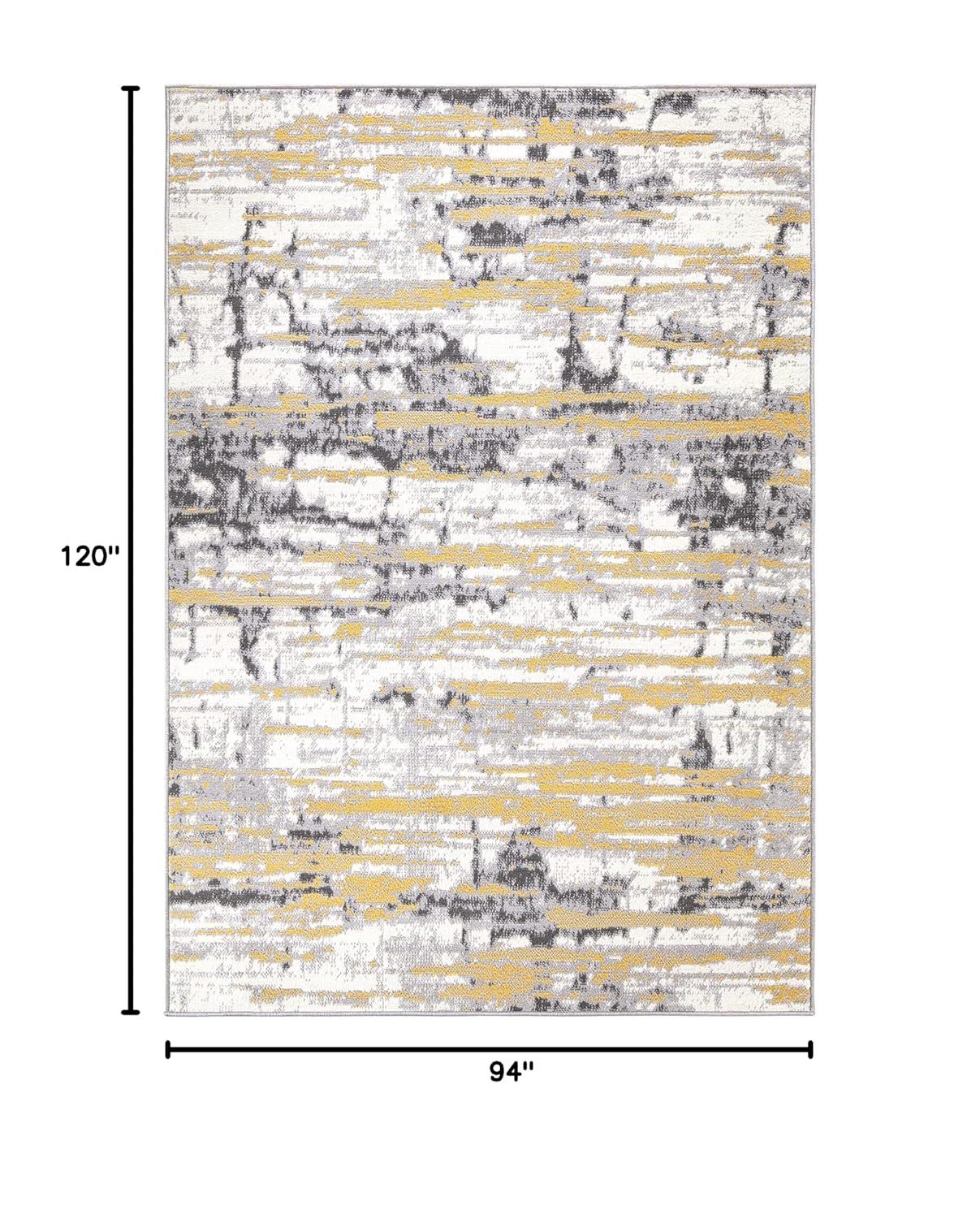 World Rug Gallery Vintage Abstract Modern Area Rug - Yellow 7'10" x 10'