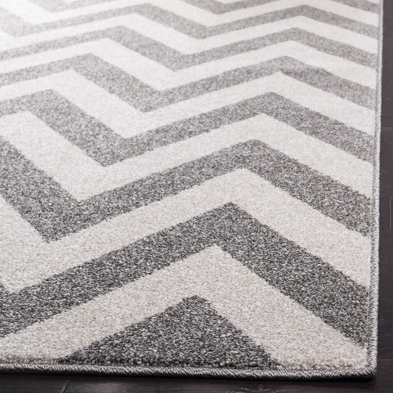 Amherst AMT419 Power Loomed Indoor Area Rug - Dark Grey/Beige - 9'x9' - Safavieh