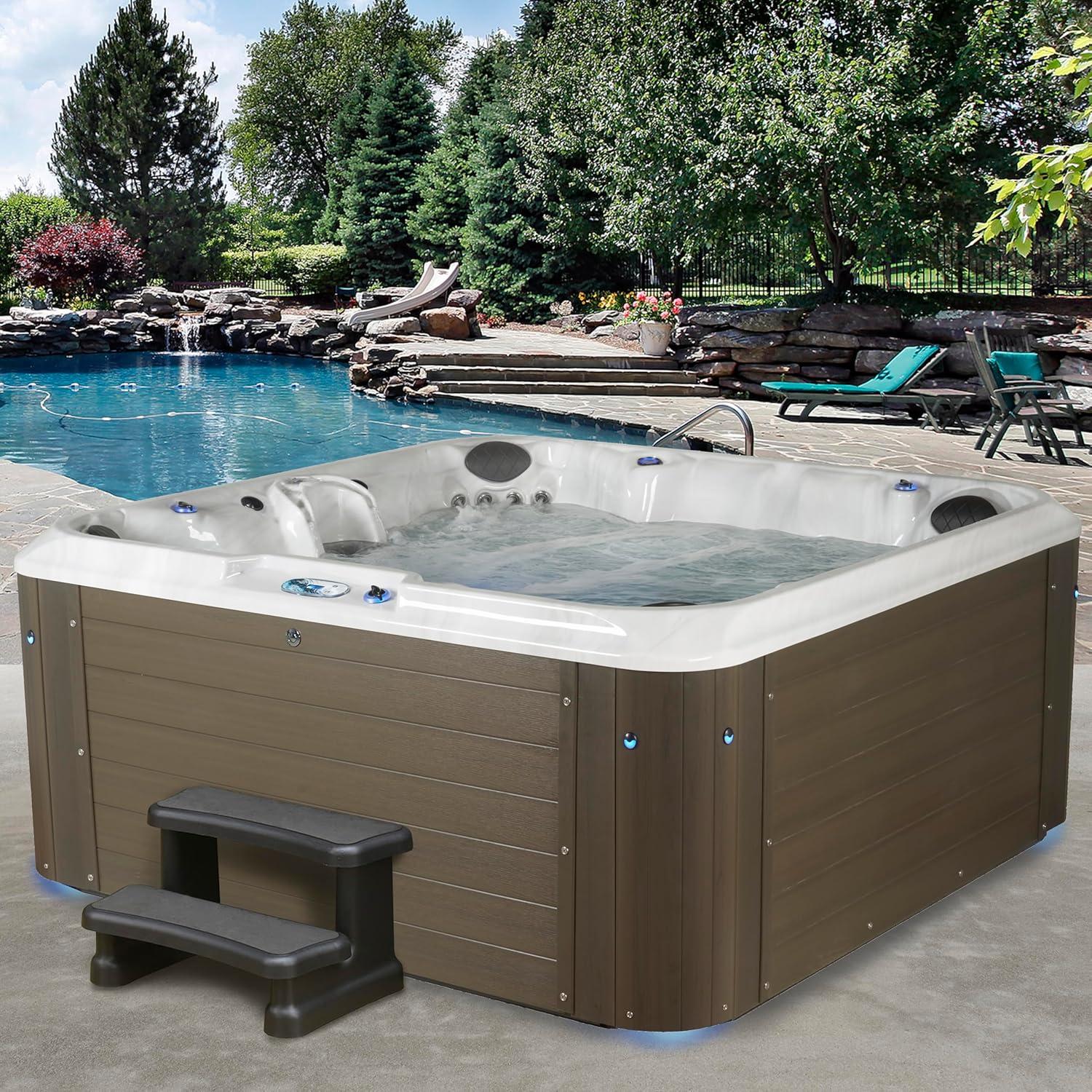 Amplified 100-Jets 6-Person Lounger Spa w/Bluetooth Stereo and 3 Pumps by Aqualife by Strong Spas