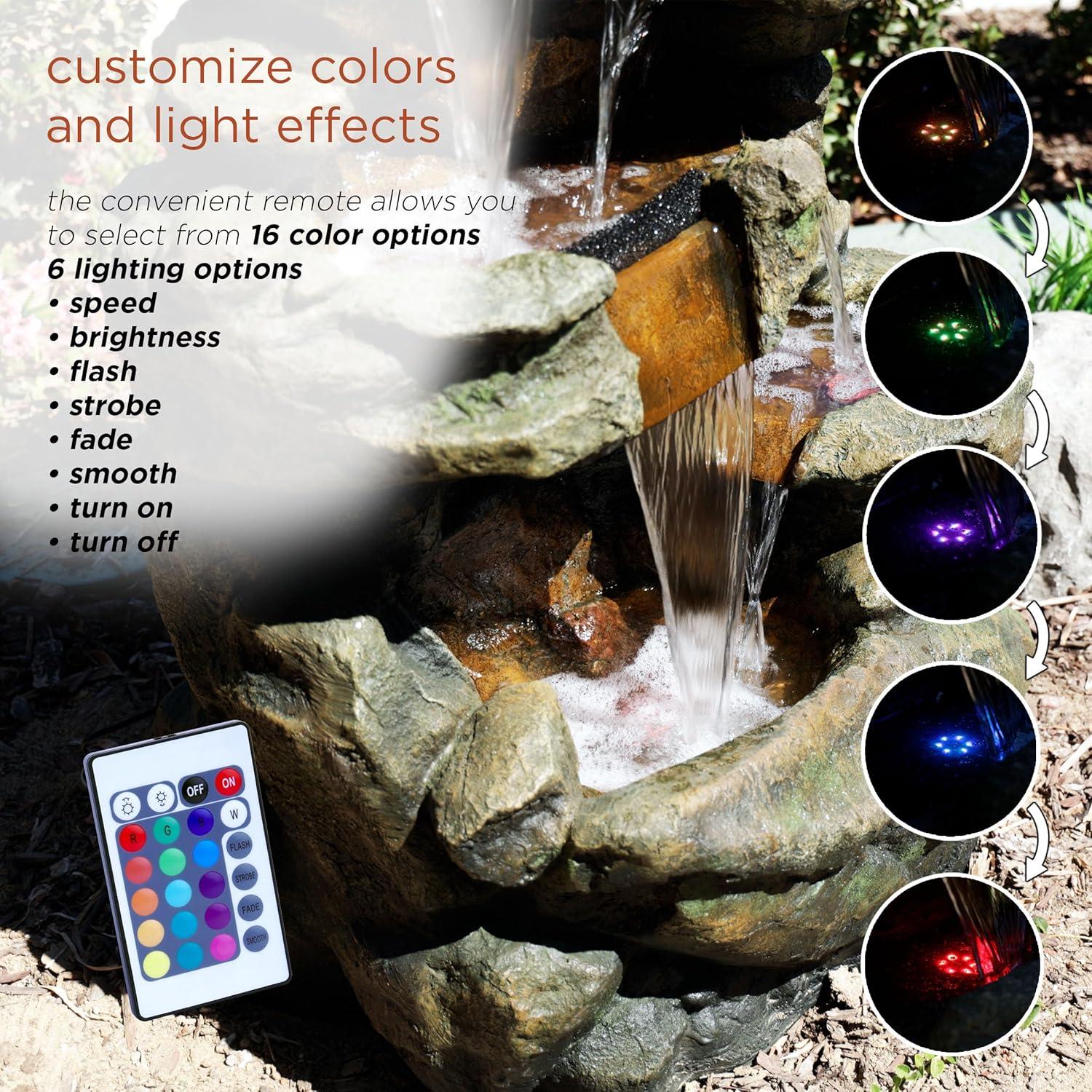 Alpine Corporation 6-Tier Amazonian Water Fountain with LED Lights