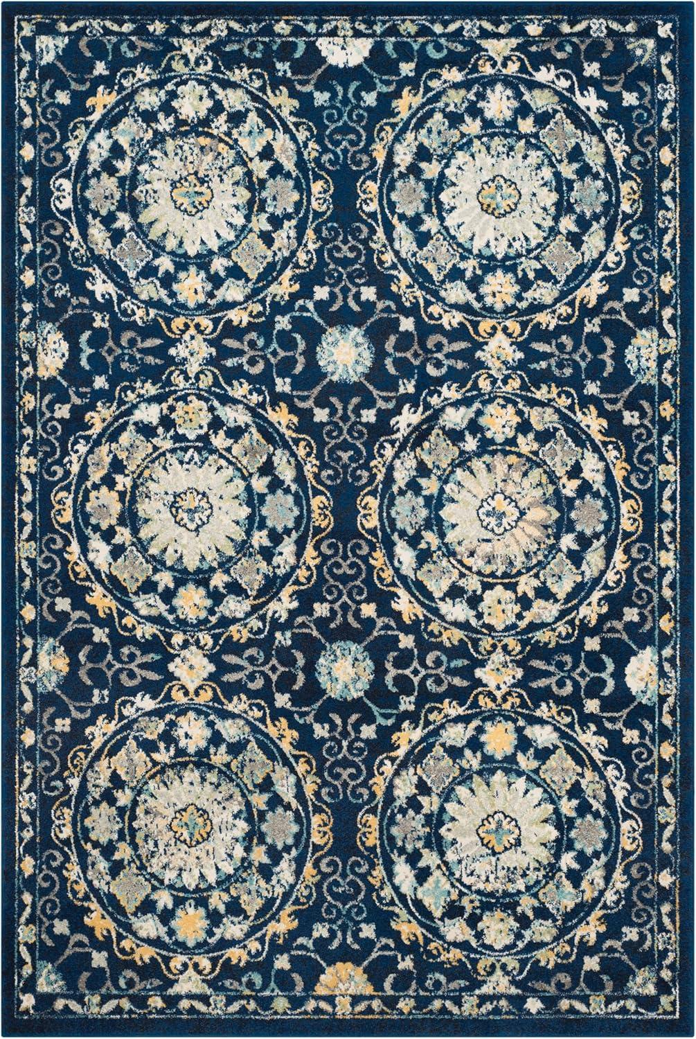 Evoke EVK252 Power Loomed Area Rug - Navy/Ivory - 5'3"x7'6" - Safavieh.