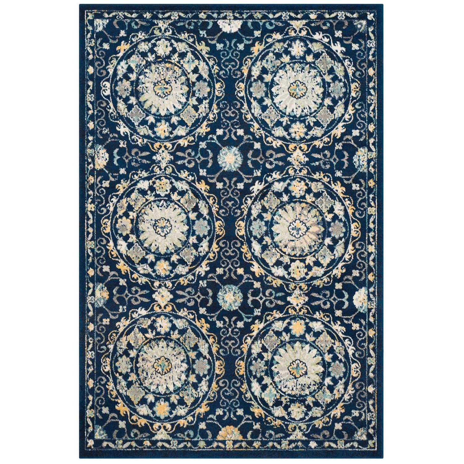 Evoke EVK252 Power Loomed Area Rug - Navy/Ivory - 5'3"x7'6" - Safavieh.