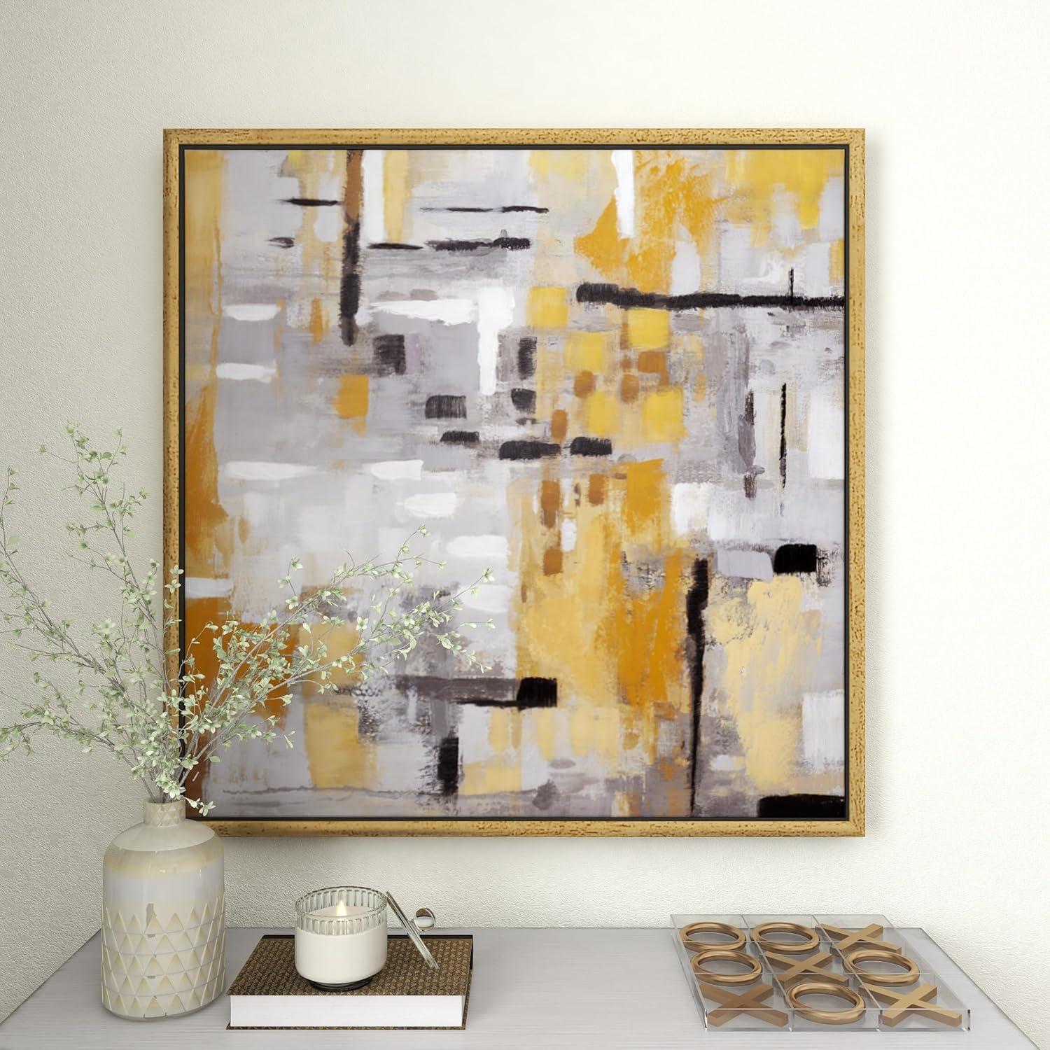 40" x 40" Abstract Framed Wall Art with Gold Frame, by DecMode