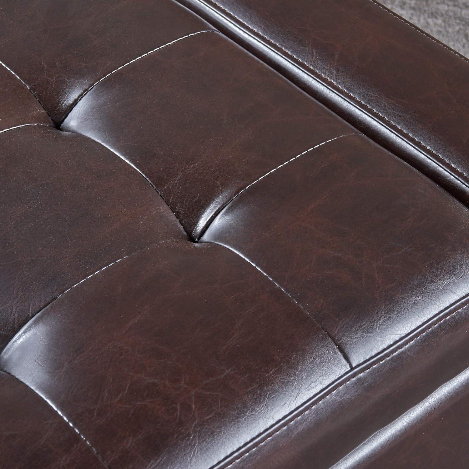 Christopher Knight Home Guernsey Bonded Leather Storage Ottoman Bench, Chocolate Brown 51 by 20 by 17