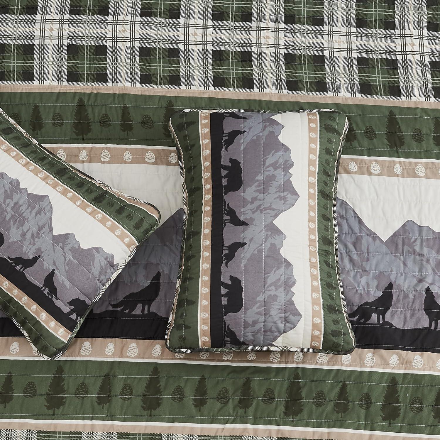Great Bay Home Rustic Lodge Patchwork Reversible Reversible Quilt Set With Shams  (Full / Queen, Salt Creek)
