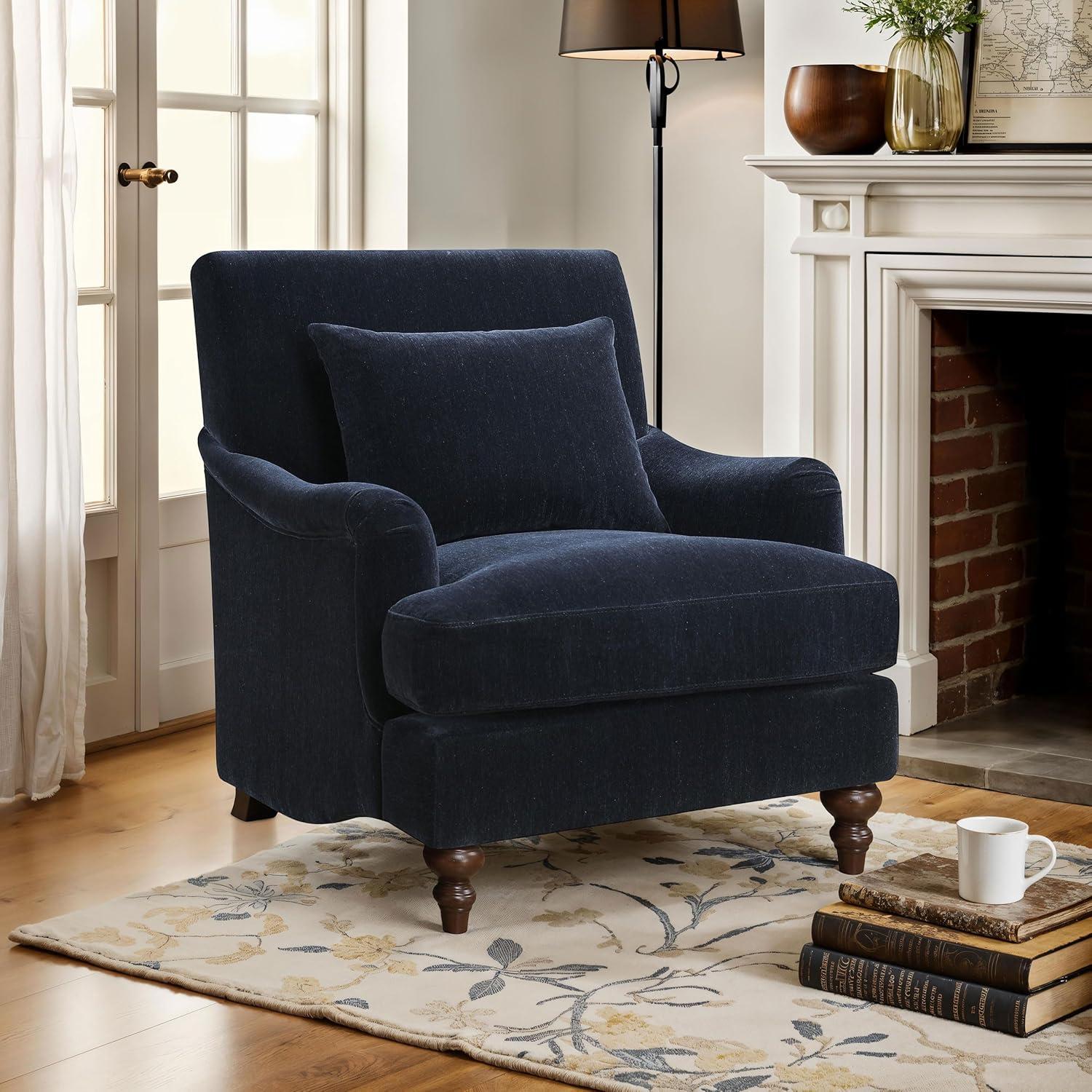 Coaster Traditional Velvet Upholstered Accent Chair with Turned Legs in Blue