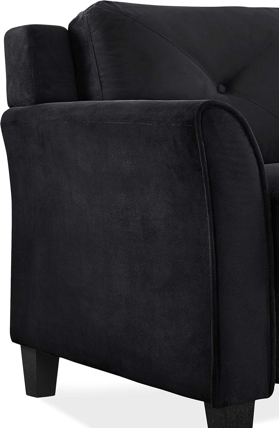 LifeStyle Solutions Hartford Modern Microfiber Sofa in Black