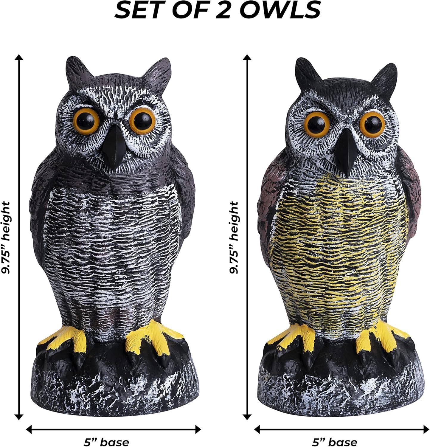 2Pack Fake Owl Decoy to Keep Birds Away Garden Decoration Bird Scare Devices for Garden Outdoor Yard
