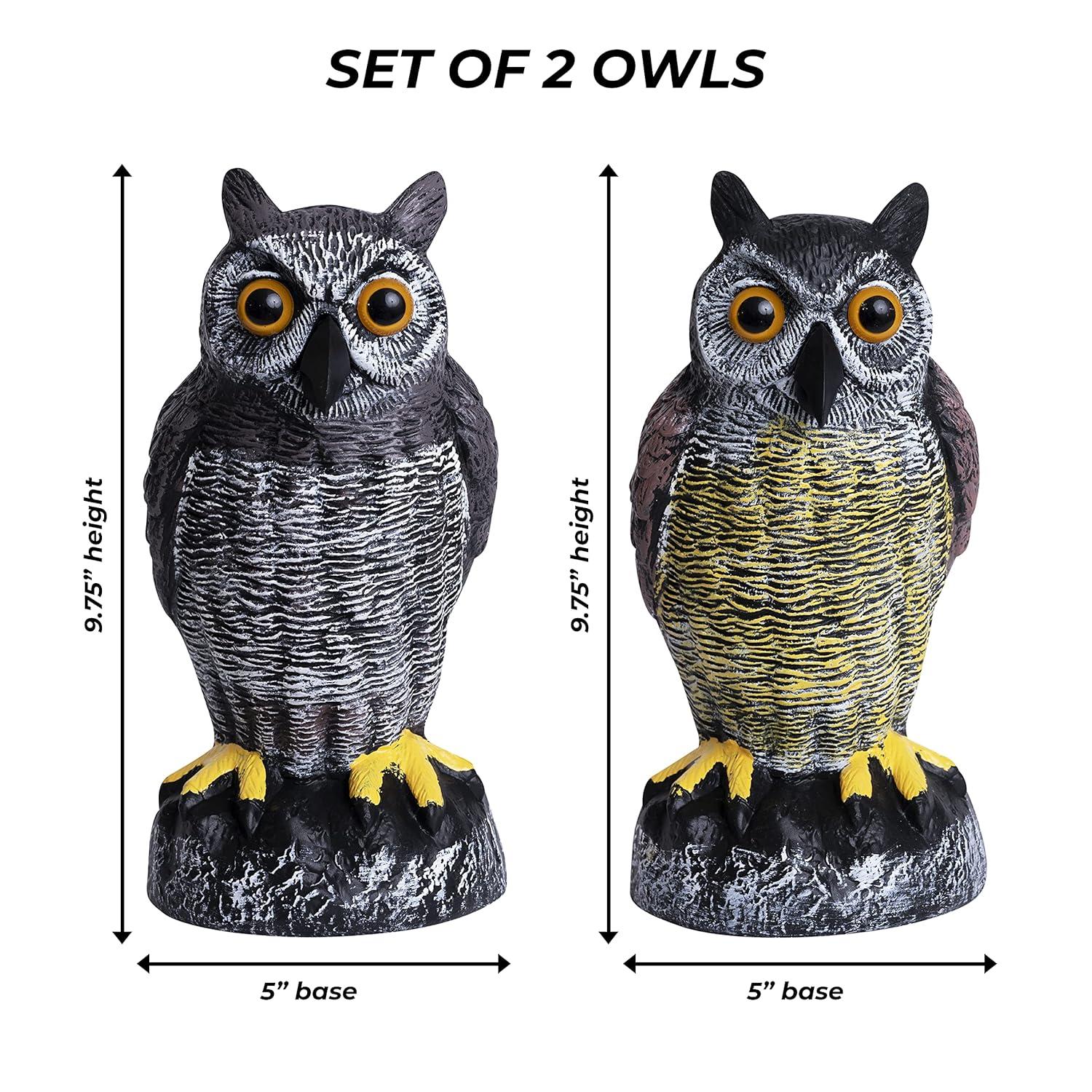 2Pack Fake Owl Decoy to Keep Birds Away Garden Decoration Bird Scare Devices for Garden Outdoor Yard