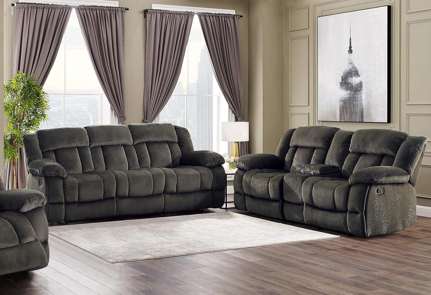 Chocolate Microfiber Reclining Loveseat with Cup Holder