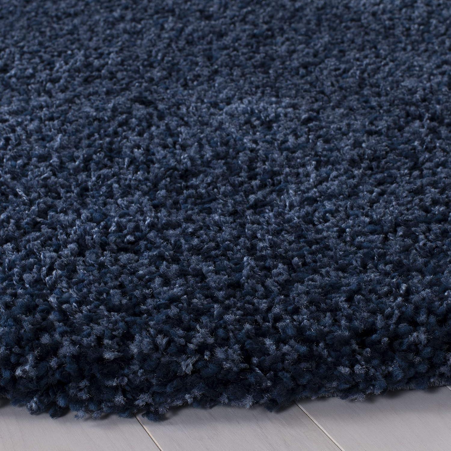 SAFAVIEH California Solid Plush Shag Area Rug, Navy, 10' x 10' Round