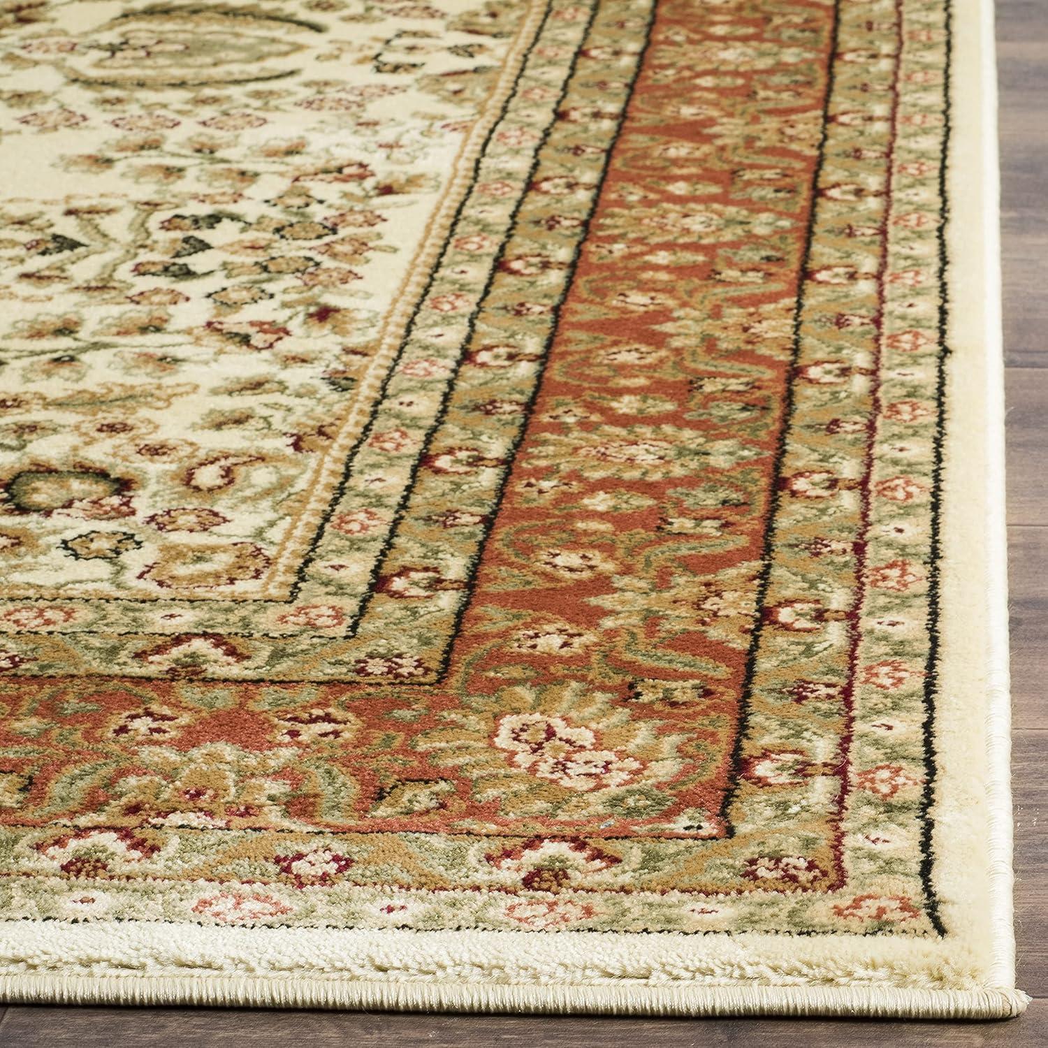 Ivory Floral 9' x 12' Stain-Resistant Synthetic Area Rug