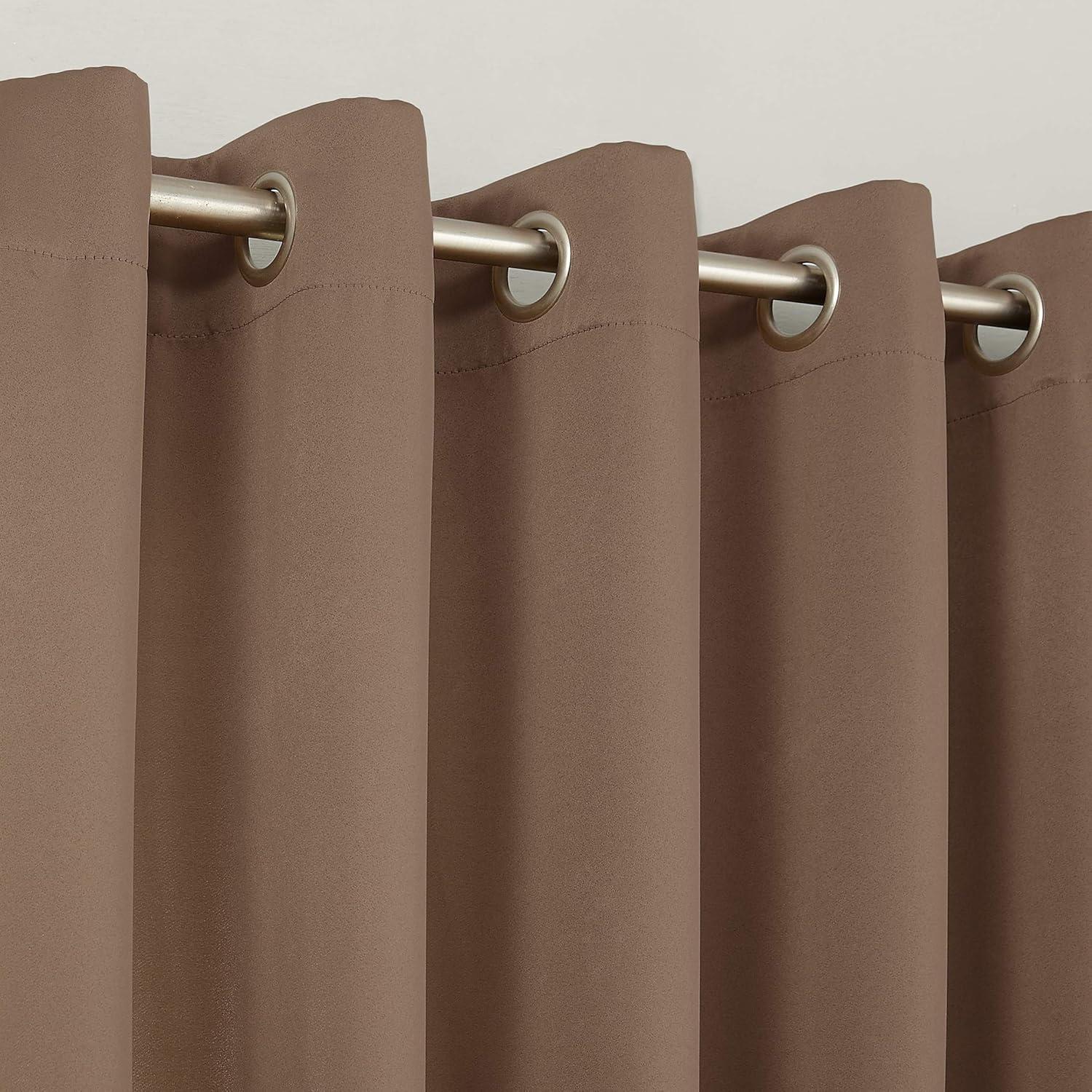 40"x54" Sun Zero Blackout Kenneth Energy Saving Grommet Curtain Panel Barley Brown: Solid Polyester Indoor Curtain