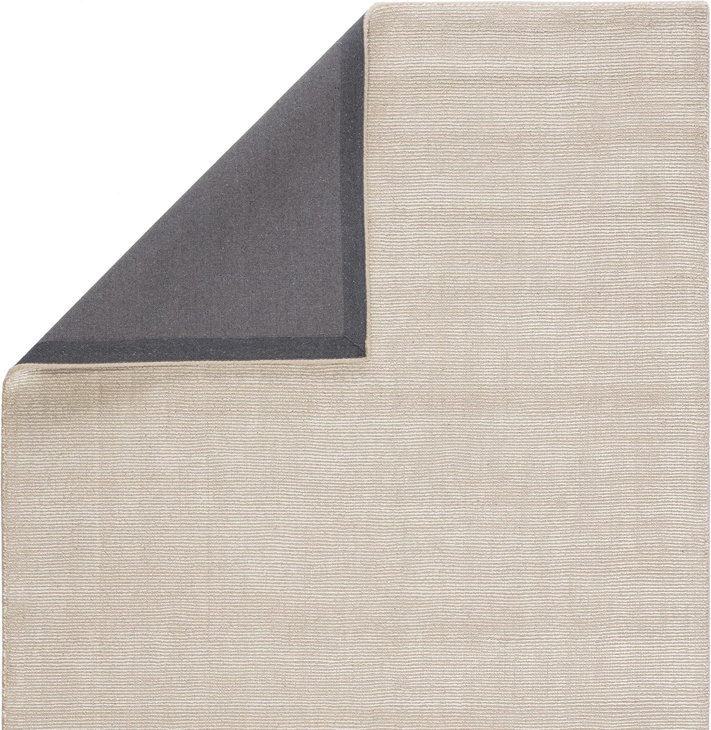 Ivory and Gray Handwoven Wool and Viscose Area Rug 5' x 8'