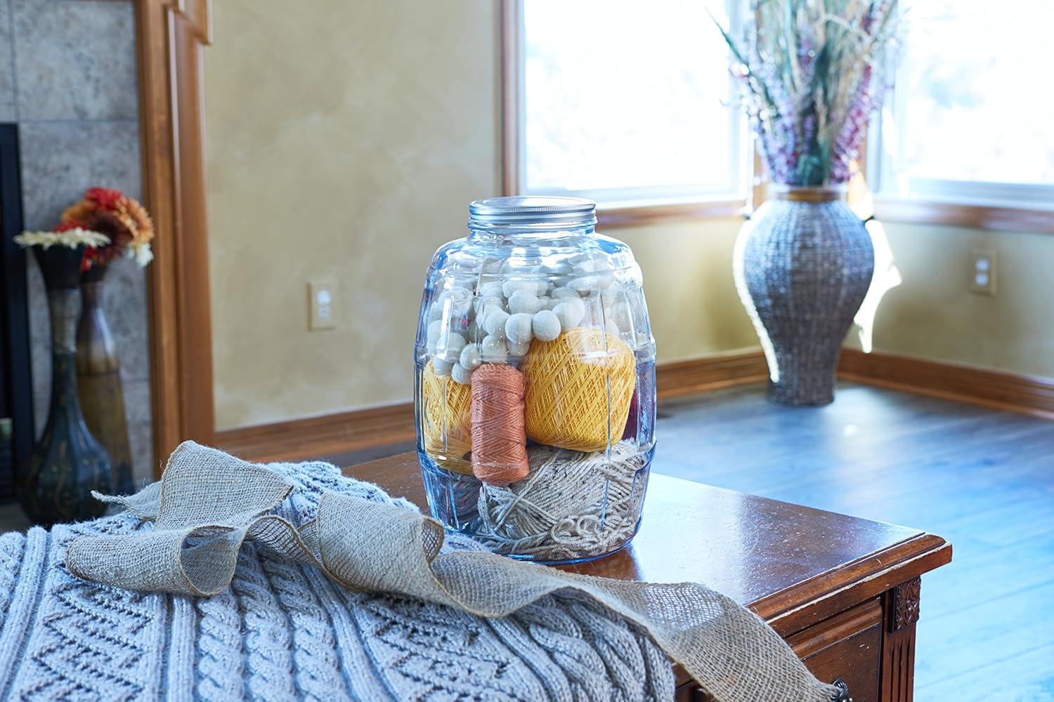 Clear Glass 2.5 Gallon Barrel Jar with Wood Handle