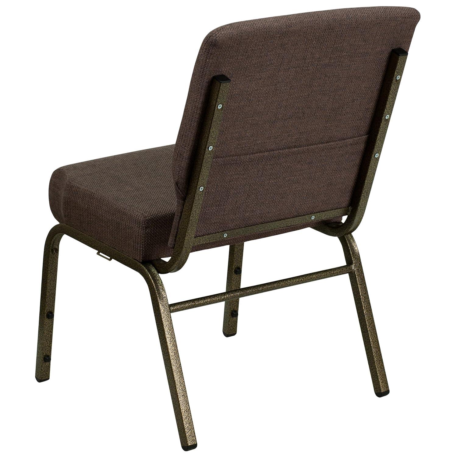 Flash Furniture Hercules Series 21"W Upholstered Adult Church Chair with Book Pouch, Brown