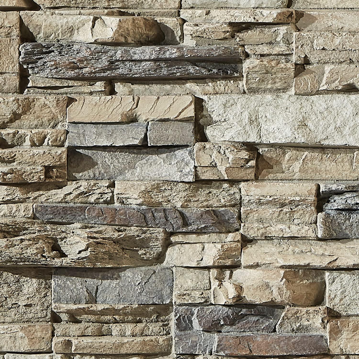 Faux Stacked Stone 3D Textured Wall Panel Sample | Sedona | 8"L x 8"H | Sample Size | Ocean Mist