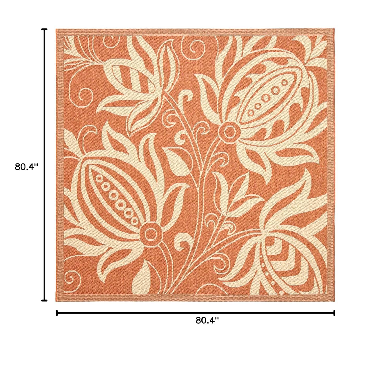 Courtyard CY2961 Power Loomed Indoor and Outdoor Area Rug - Terracotta/Natural - 6'7"x6'7" - Safavieh