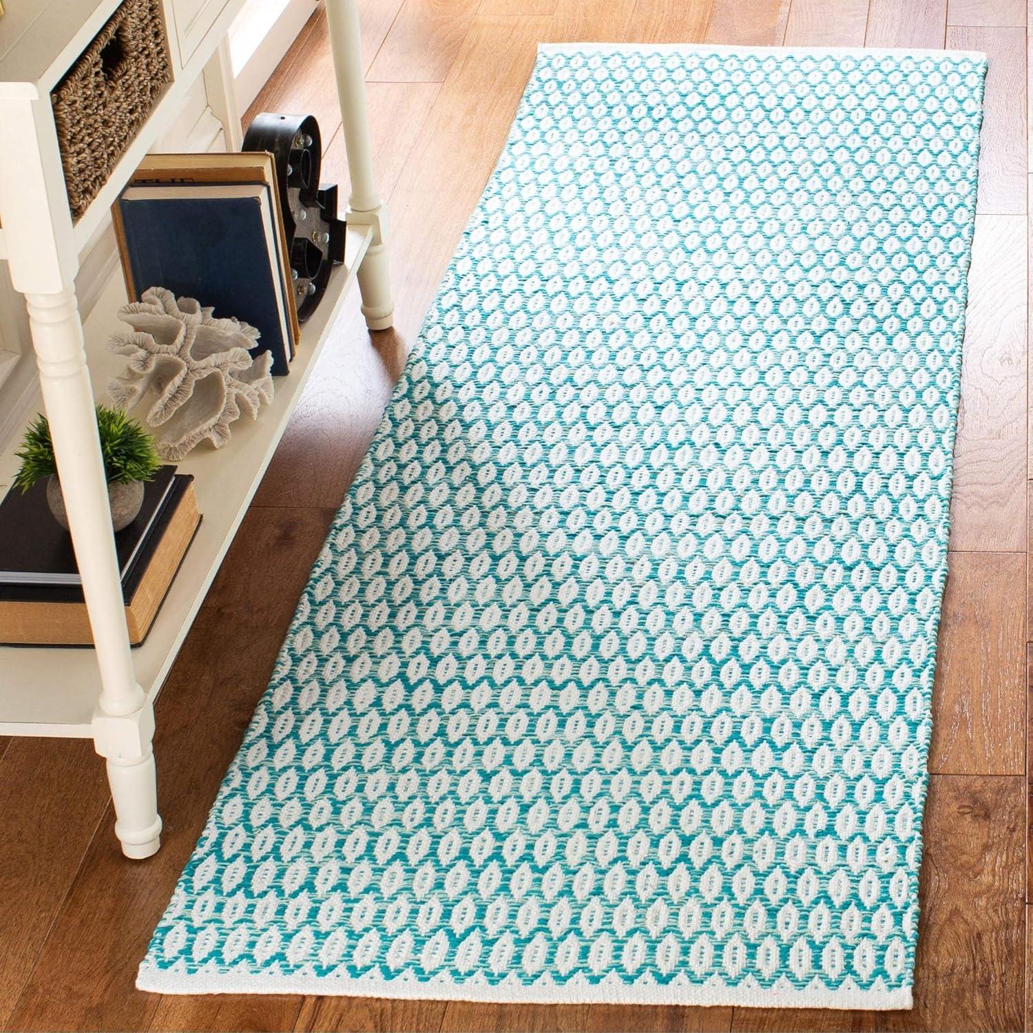 Montauk MTK608 Hand Woven Indoor Runner Rug - Aqua/Ivory - 2'3"x7' - Safavieh
