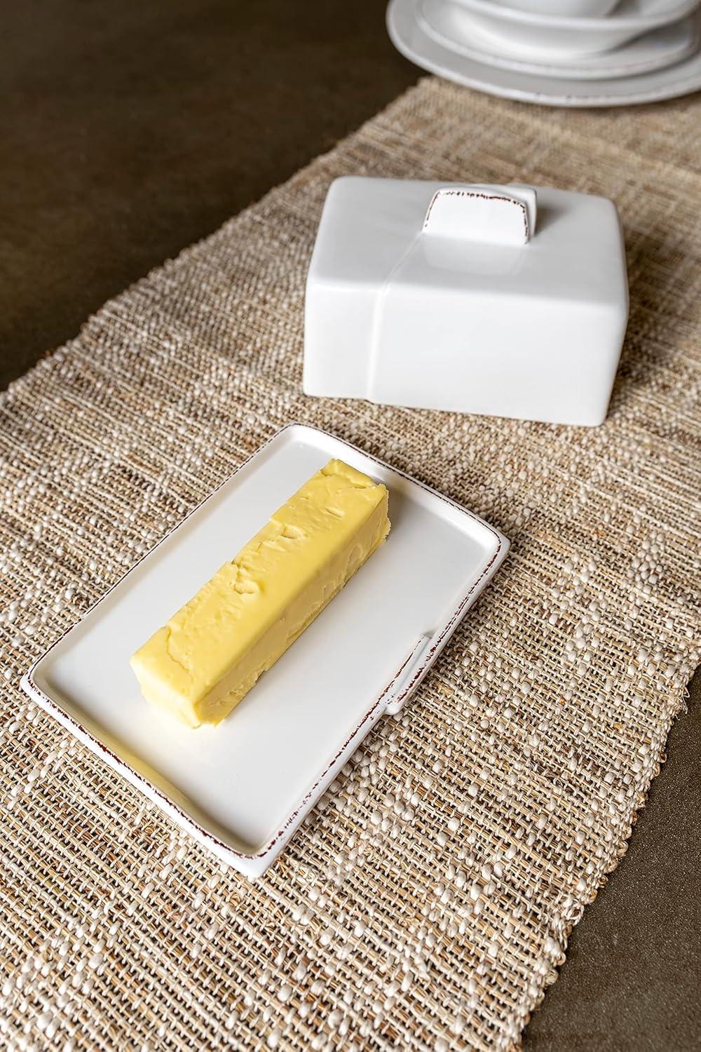 Lastra White Butter Dish