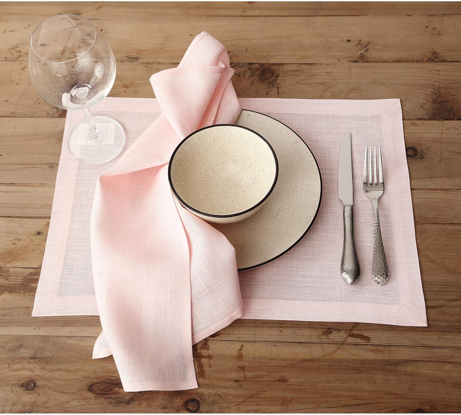 Solino Home Cotton Linen Hemstitch Dinner Napkins (Set of 4)