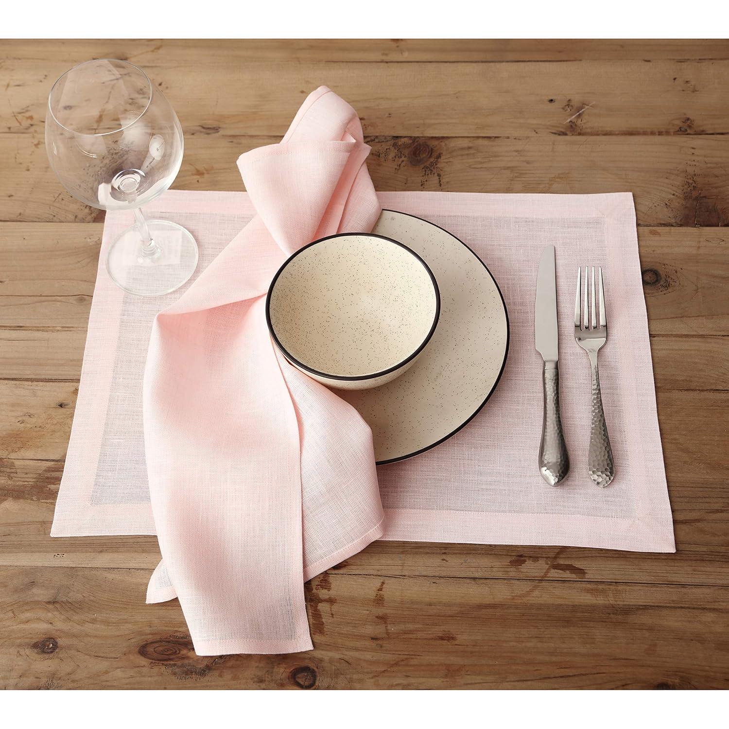 Solino Home Cotton Linen Hemstitch Dinner Napkins (Set of 4)