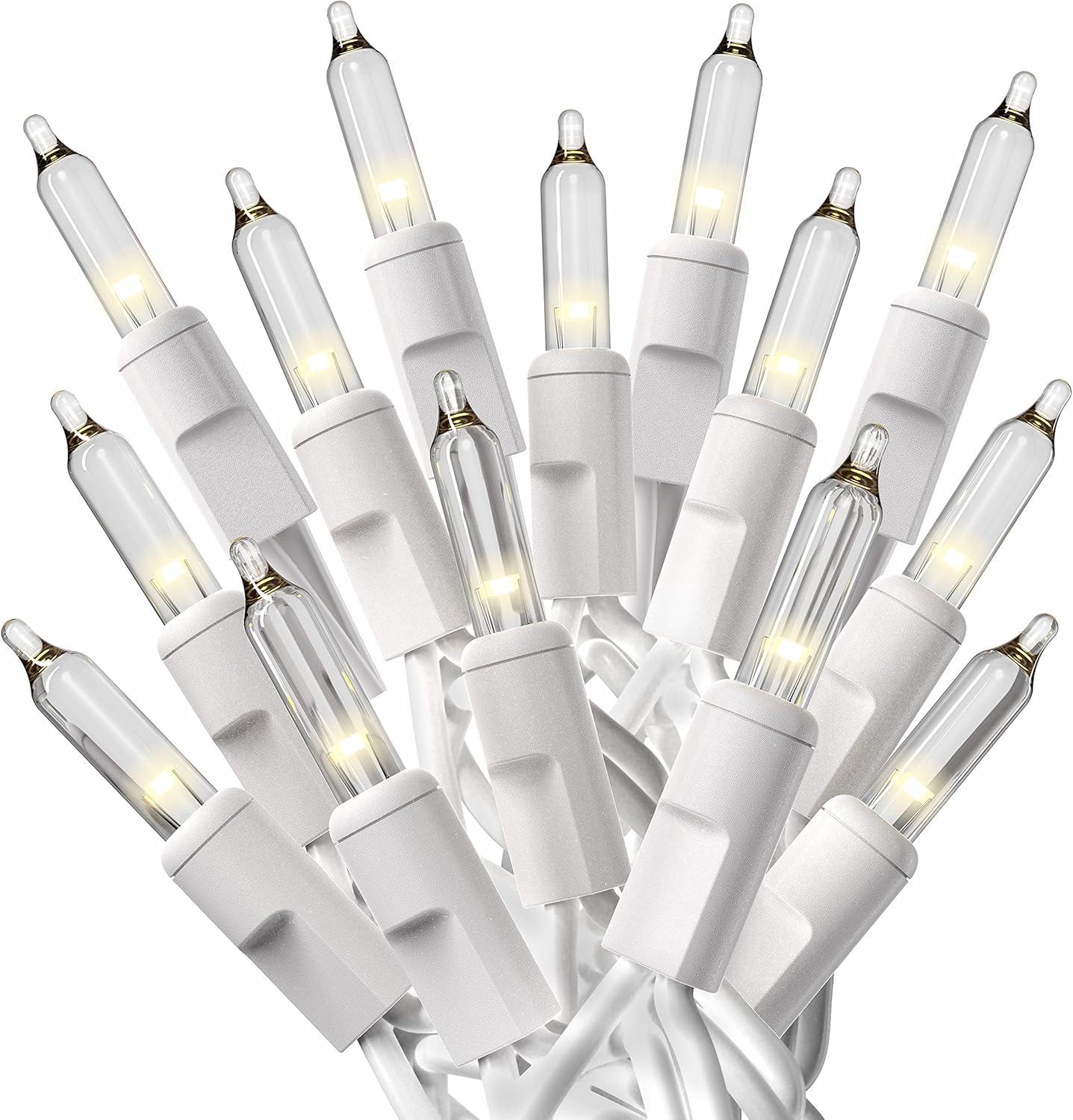 Warm White LED C6 Twinkle Christmas Tree Lights with White Wire