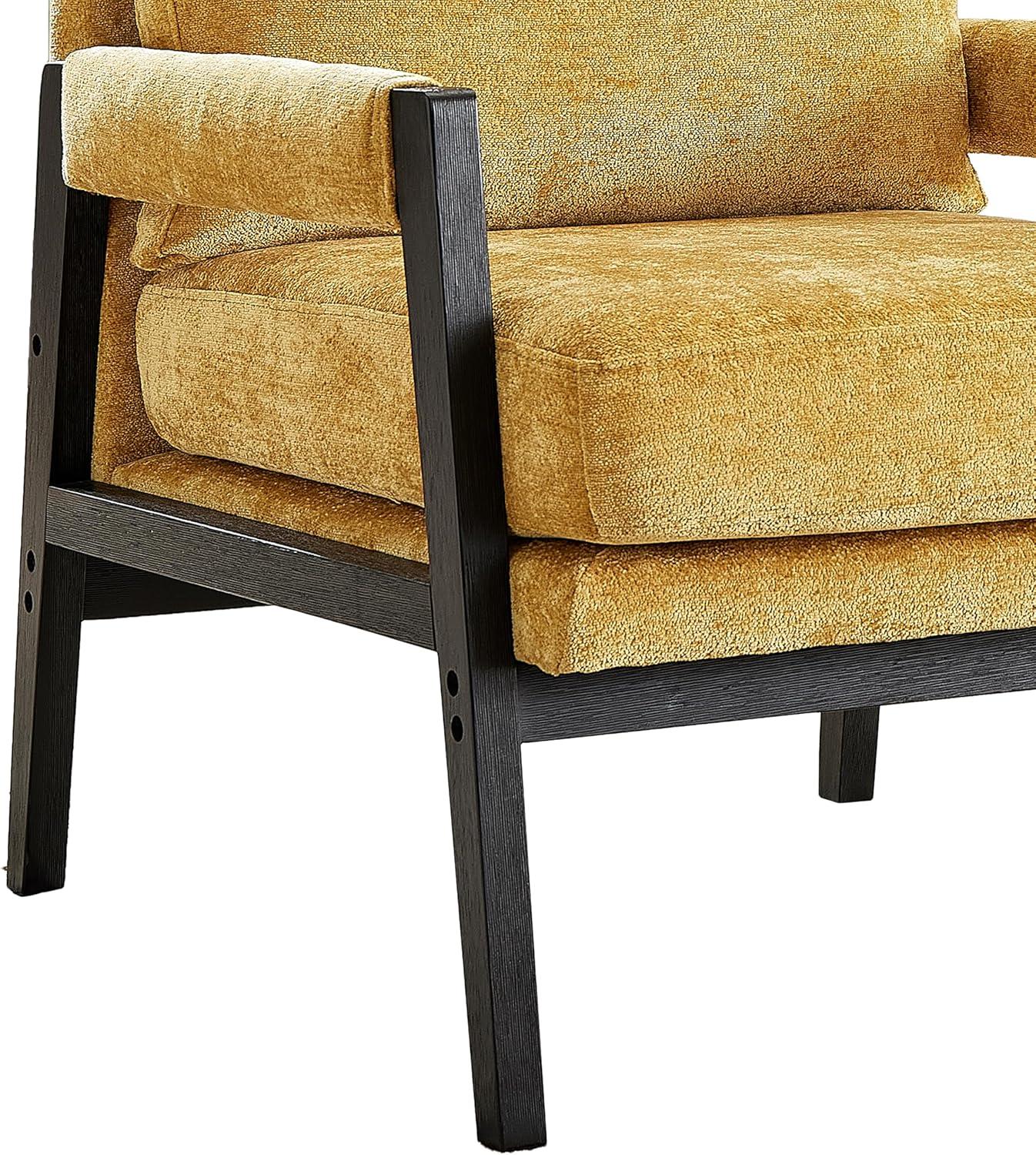 Roundhill Furniture Kelly Mid-Century Modern Chenille Upholstered Accent Armchair Yellow