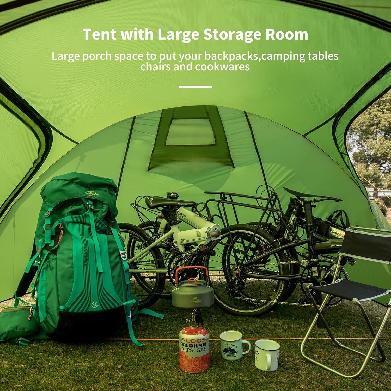 Green Four Season 2-Person Tunnel Camping Tent with Vestibule