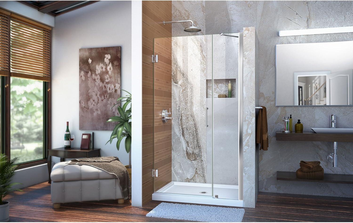 DreamLine Unidoor 39" W x 72" H  Hinged Frameless Shower Door with ClearMax™ Technology & Reviews | Wayfair