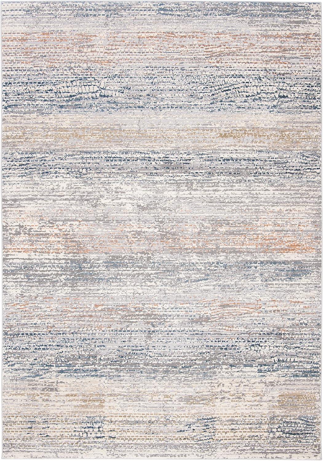 Gray and Cream Tufted Synthetic 9' x 12' Rug