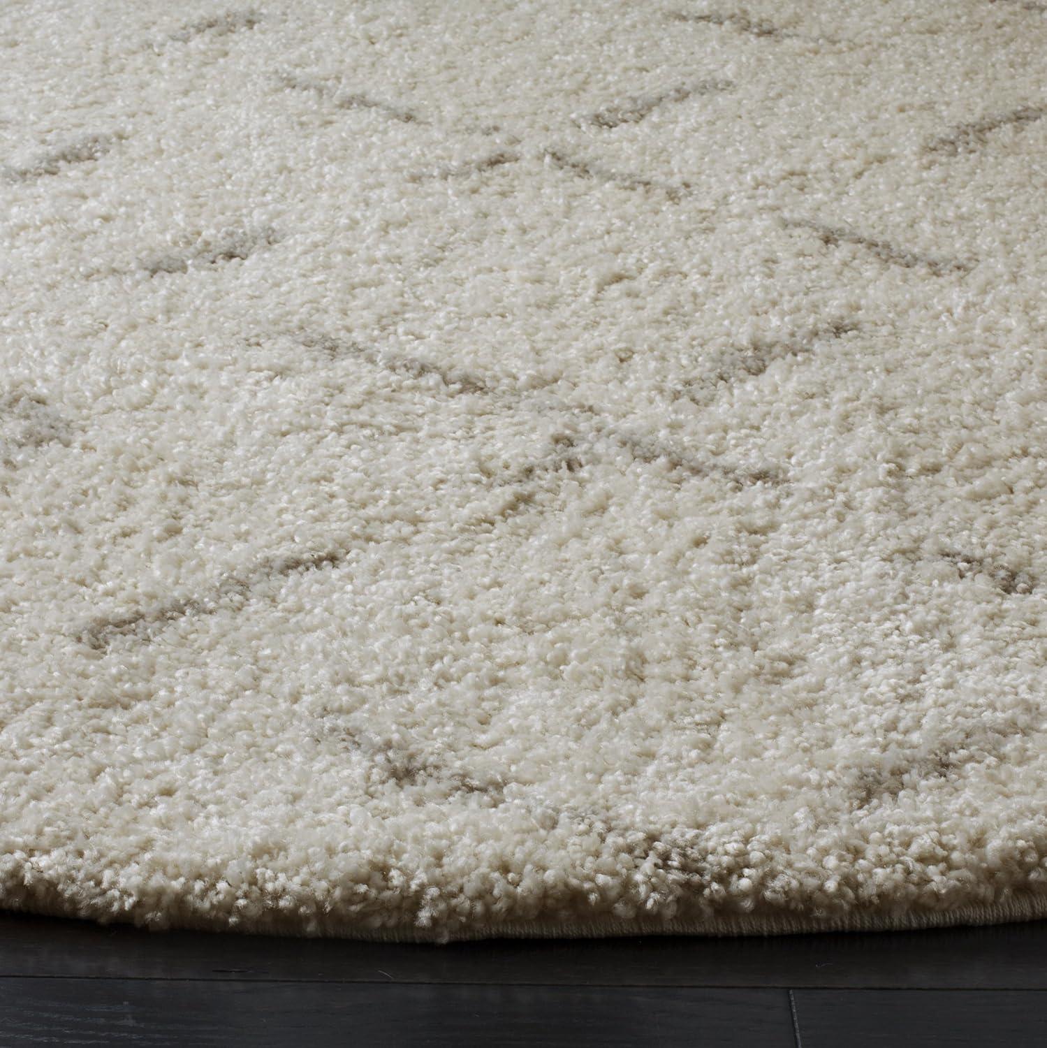 SAFAVIEH Arizona Zarif Geometric Shag Area Rug, Ivory/Beige, 11' x 11' Square