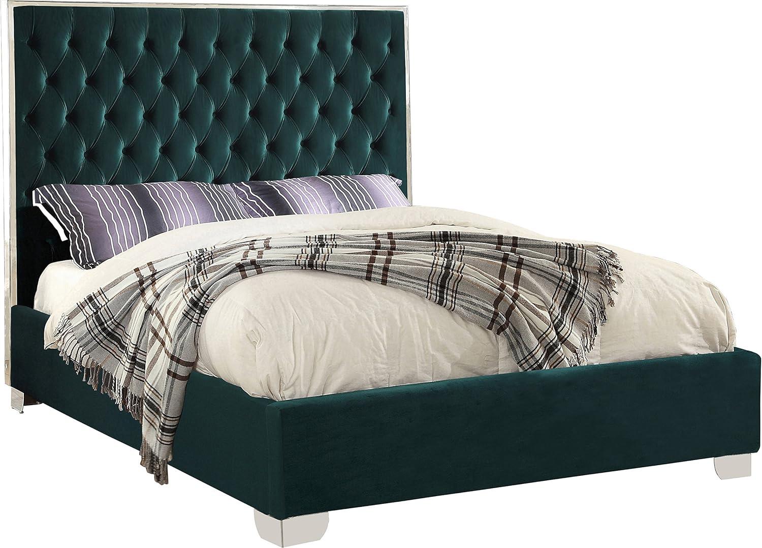 Maykoosh Modern Minimalism Green Velvet King Bed