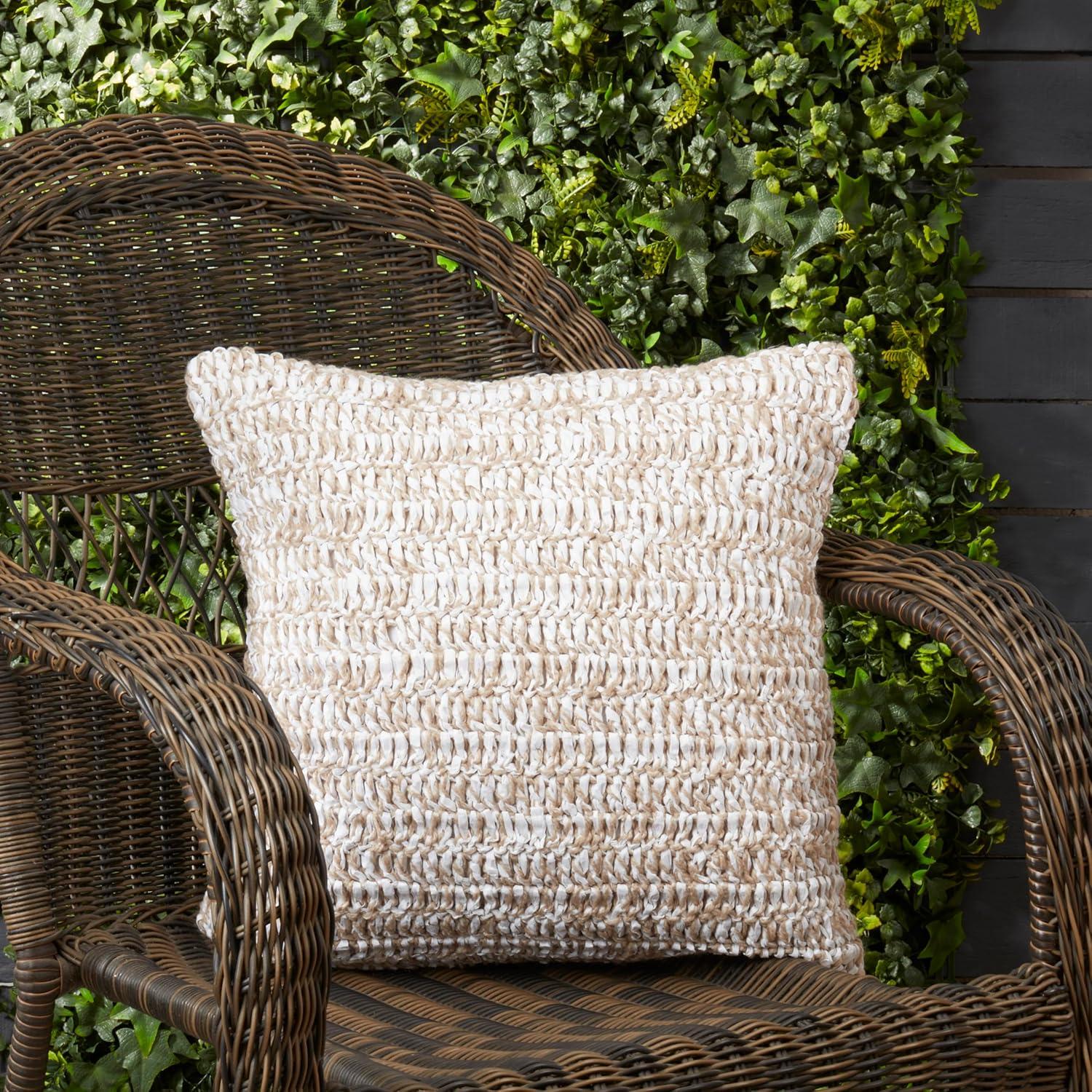 Saro Lifestyle Outdoor Zen Raffia Poly Filled Throw Pillow