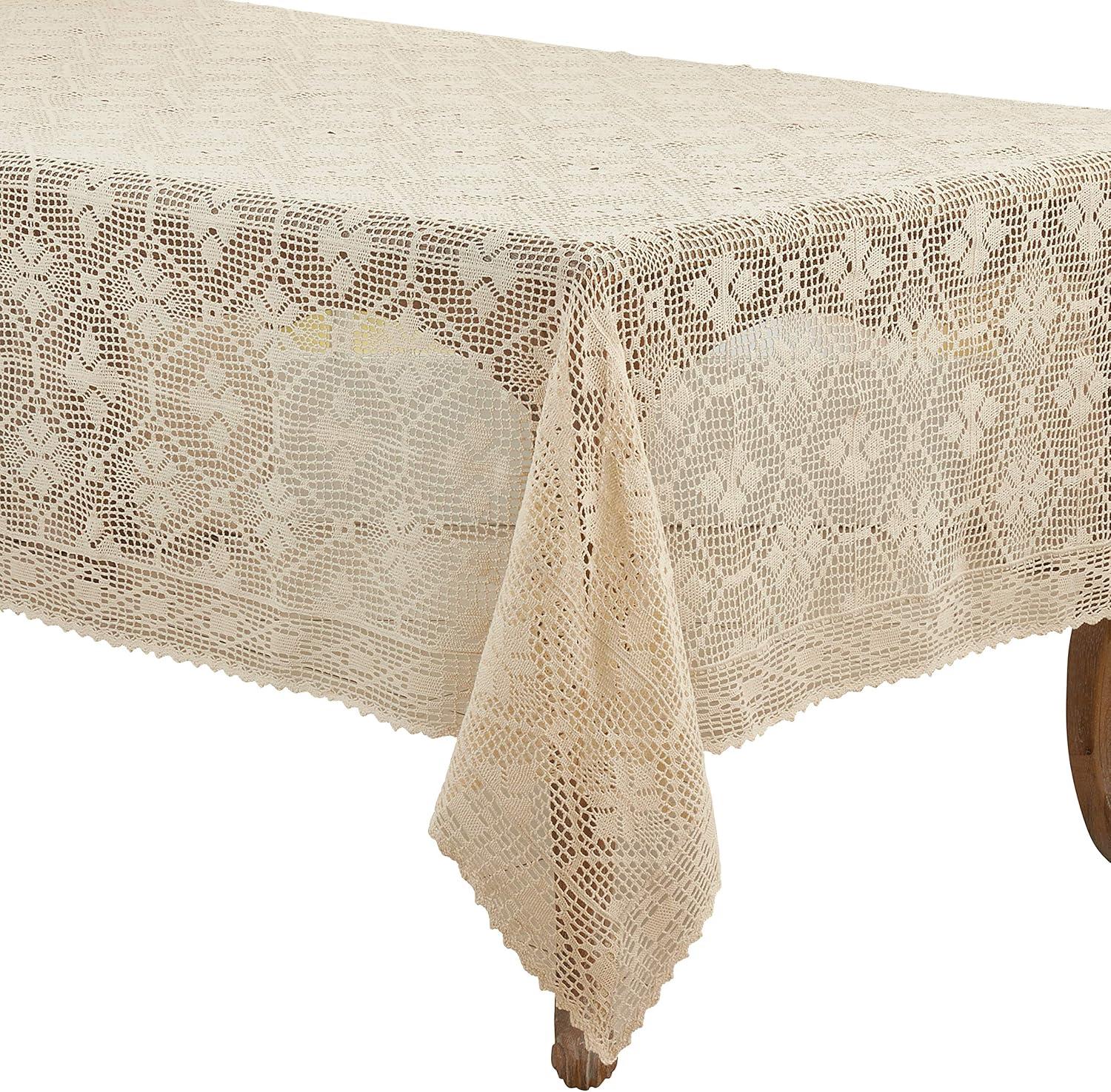 Saro Lifestyle Vintage Tablecloth With Crochet Design