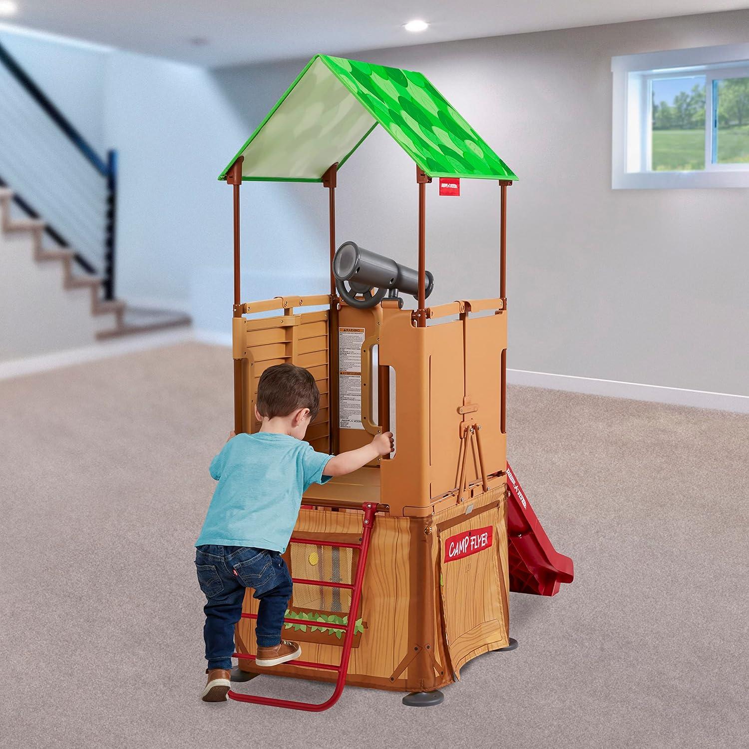 Foldable Treetop Tower Playhouse with Slide and Telescope