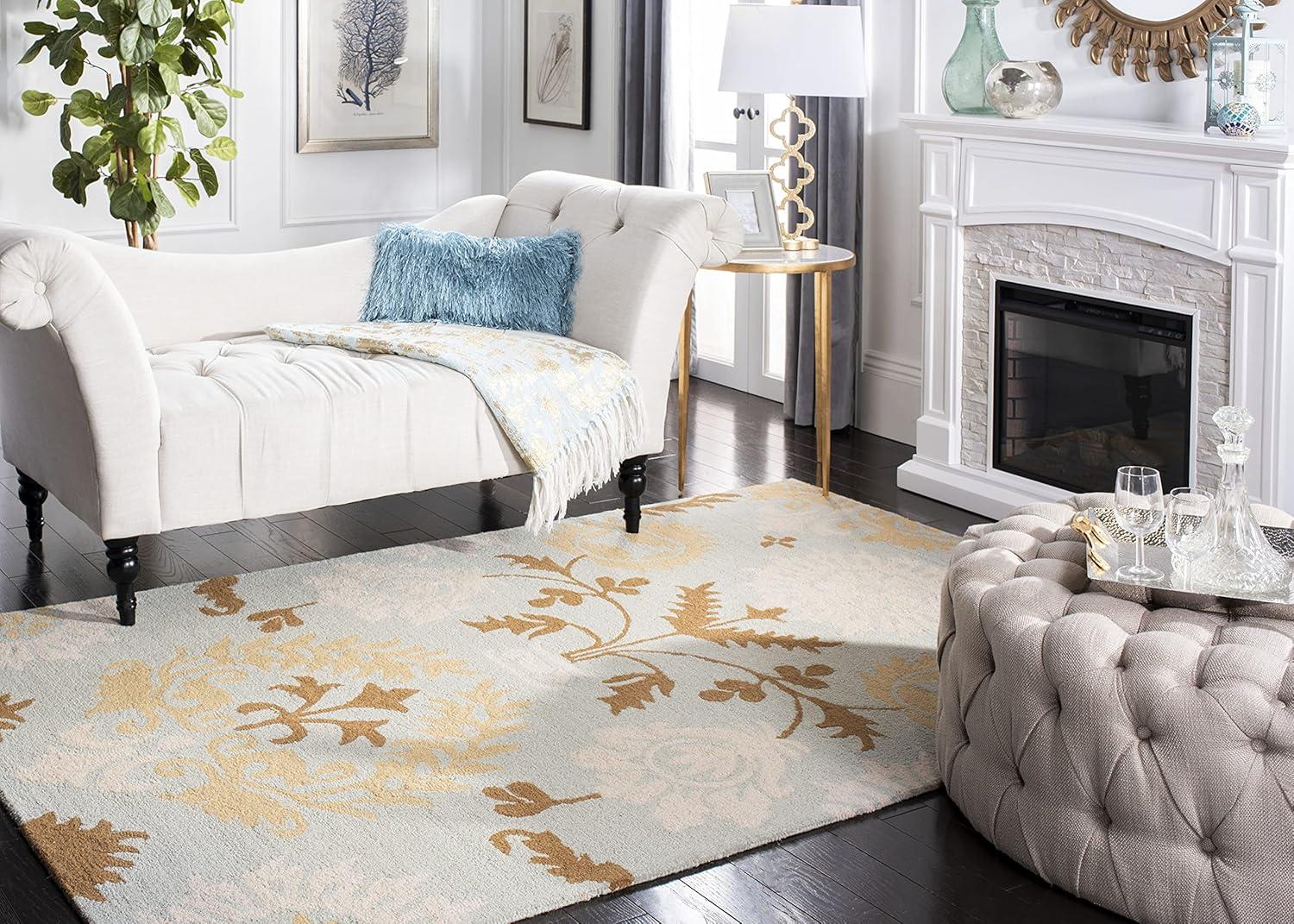 SAFAVIEH Blossom Maris Floral Medallion Wool Area Rug, Blue/Multi, 5' x 8'