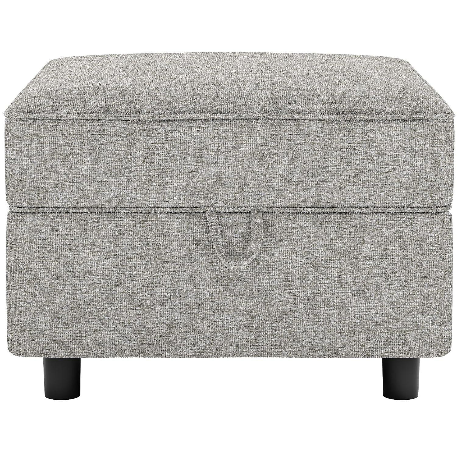 Ottoman Module for Modular Sectional Sofa, Storage Ottoman Footrest and Seat Cube for Living Room,Grey