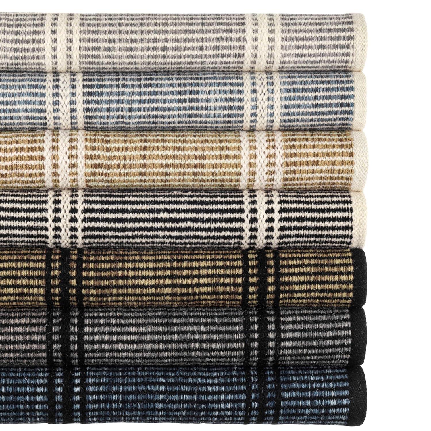 Malta Striped Handmade Handwoven Navy/Black Area Rug