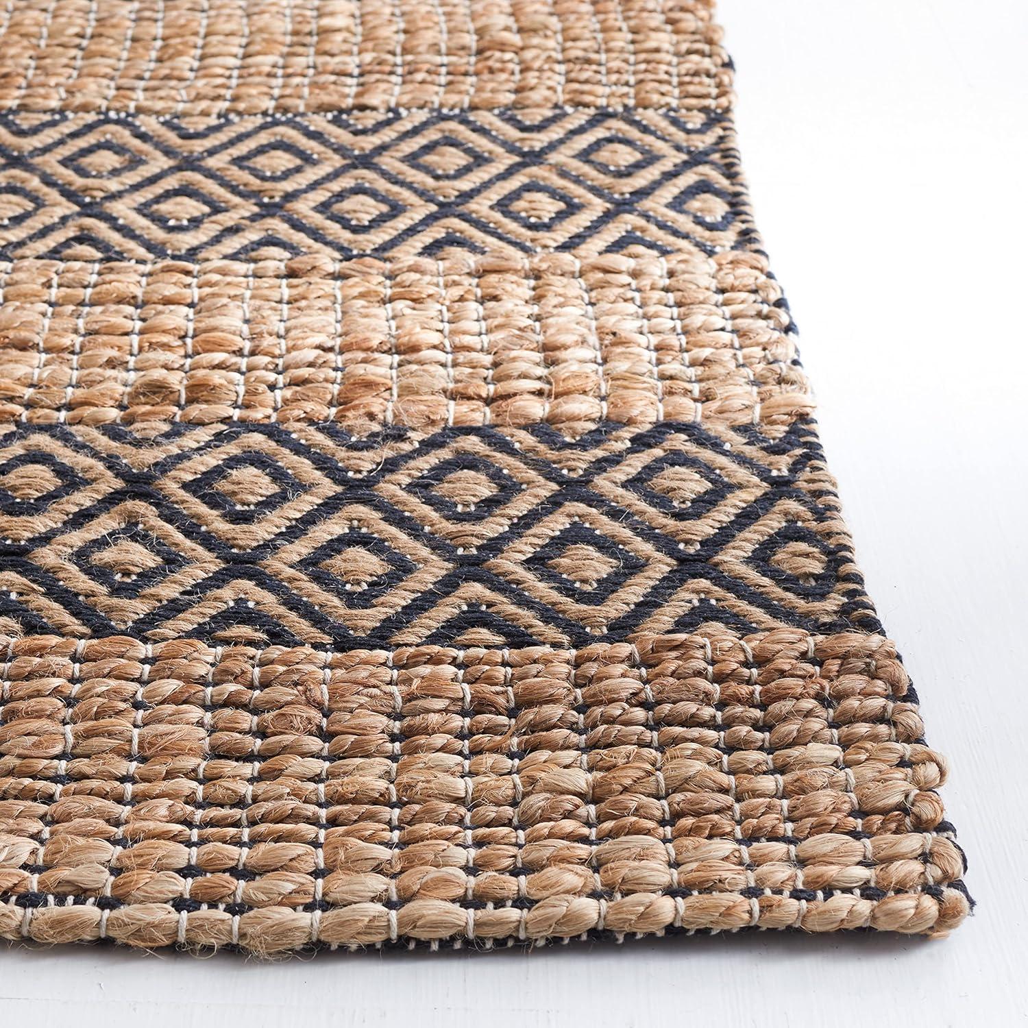 Natural Fiber NFB653 Power Loomed Area Rug - Black/Natural - 8'x10' - Safavieh.