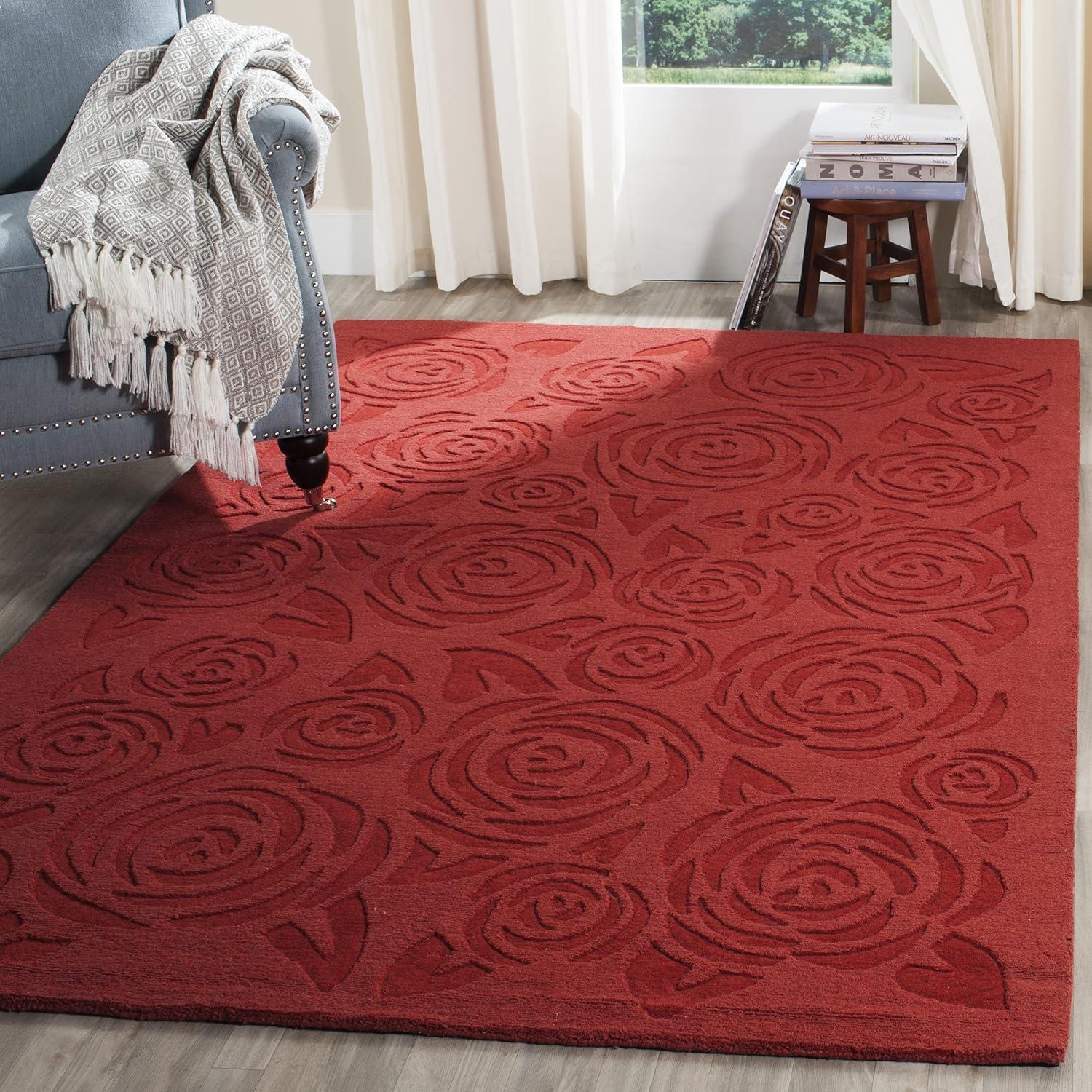 Block Rose Wool Floral Indoor Rug