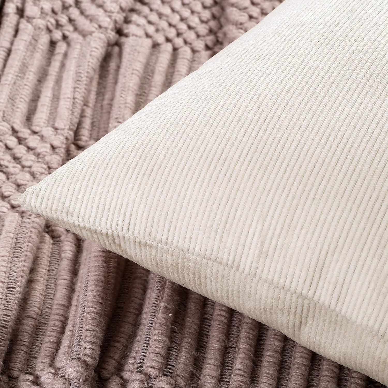 LALA & WONZ Corduroy Striped Throw Pillow Covers (Set of 2)